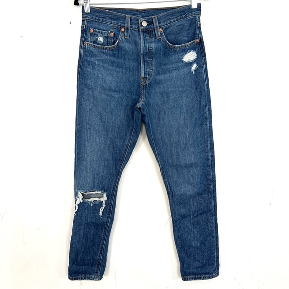 Levi's Denim - Levi’s 501 S Jeans Size 26 W 28 L Distressed Dark Wash Button Fly 2